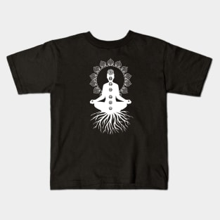 Meditator Roots, Chakras and Mandala Kids T-Shirt